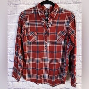 KUHL Plaid Long Sleeve Button Popover Shirt Red Blue Women’s Size S